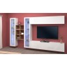 Weiße Wohnwand Kary WH mit hängendem TV-Schrank, Bücherregal und 2 Vitrinen Rabatte