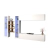 Weiße Wohnwand Kary WH mit hängendem TV-Schrank, Bücherregal und 2 Vitrinen Angebot
