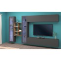 Hängende Wohnwand TV-Schrank mit 2 Vitrinen und Bücherregal Holz Kary RT Sales