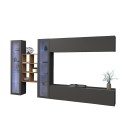 Hängende Wohnwand TV-Schrank mit 2 Vitrinen und Bücherregal Holz Kary RT Angebot