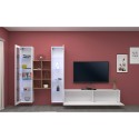 Hängende TV-Wand in Weiß mit 2 Glasvitrinen und Regal Yves WH Rabatte