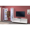 Hängende TV-Wand in Weiß mit 2 Glasvitrinen und Regal Yves WH Lagerbestand