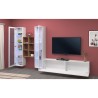 Hängende TV-Wand in Weiß mit 2 Glasvitrinen und Regal Yves WH Lagerbestand