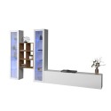 Hängende TV-Wand in Weiß mit 2 Glasvitrinen und Regal Yves WH Angebot
