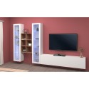 Hängende TV-Wand in Weiß mit 2 Glasvitrinen und Regal Yves WH Katalog