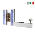 Hängende TV-Wand in Weiß mit 2 Glasvitrinen und Regal Yves WH Verkauf