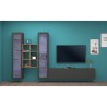Moderne hängende Wohnwand TV-Regal Holz mit 2 Vitrinen Yves RT Sales