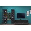Moderne hängende Wohnwand TV-Regal Holz mit 2 Vitrinen Yves RT Rabatte