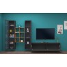 Moderne hängende Wohnwand TV-Regal Holz mit 2 Vitrinen Yves RT Rabatte