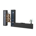 Moderne hängende Wohnwand TV-Regal Holz mit 2 Vitrinen Yves RT Angebot
