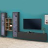 Moderne hängende Wohnwand TV-Regal Holz mit 2 Vitrinen Yves RT Aktion