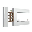 Weiße Wohnwand mit hängendem TV-Schrank, 2 Schränken und Bücherregal Sid WH Angebot