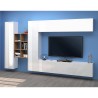 Weiße Wohnwand mit hängendem TV-Schrank, 2 Schränken und Bücherregal Sid WH Lagerbestand