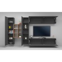 Graue Hängende Wohnwand mit TV-Schrank, Bücherregal und 2 Schränken Sid RT Sales
