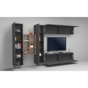 Graue Hängende Wohnwand mit TV-Schrank, Bücherregal und 2 Schränken Sid RT Rabatte