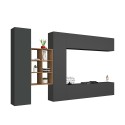 Graue Hängende Wohnwand mit TV-Schrank, Bücherregal und 2 Schränken Sid RT Angebot