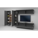Graue Hängende Wohnwand mit TV-Schrank, Bücherregal und 2 Schränken Sid RT Katalog