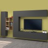 Graue Hängende Wohnwand mit TV-Schrank, Bücherregal und 2 Schränken Sid RT Aktion