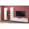 Weiße schwebende TV-Wand mit Holzregal und 2 Schränken Manny WH Sales