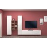 Weiße schwebende TV-Wand mit Holzregal und 2 Schränken Manny WH Katalog