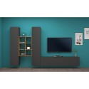 Moderne TV-Wand Manny RT mit 2 Schränken, Bücherregal und 6 Fächern aus Holz Katalog