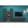 Moderne TV-Wand Manny RT mit 2 Schränken, Bücherregal und 6 Fächern aus Holz Katalog