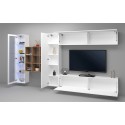 Weiße TV-Wand mit Hängeschrank und Vitrine Femir WH Rabatte
