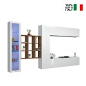 Weiße TV-Wand mit Hängeschrank und Vitrine Femir WH Verkauf