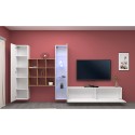 Weiße Wohnwand mit TV-Schrank, Vitrine und Bücherregal Ranil WH Rabatte