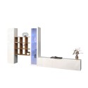 Weiße Wohnwand mit TV-Schrank, Vitrine und Bücherregal Ranil WH Angebot