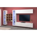 TV-Wandregal Weiß mit 2 Vitrinen und 9 Regalen Eron WH Sales