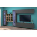 Moderne Wohnwand Hängendes TV-Möbel mit Regal und 2 Vitrinen Eron RT Sales