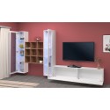 Weiße Wohnwand TV-Schrank Bücherregal aus Holz mit 2 Vitrinen Onir WH Rabatte