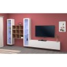 Weiße Wohnwand TV-Schrank Bücherregal aus Holz mit 2 Vitrinen Onir WH Sales