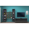 Wohnwand TV Wohnzimmer 2 Vitrinen Bücherregal graues Holz Onir RT Rabatte