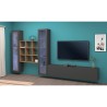 Wohnwand TV Wohnzimmer 2 Vitrinen Bücherregal graues Holz Onir RT Sales