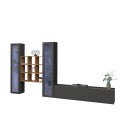 Wohnwand TV Wohnzimmer 2 Vitrinen Bücherregal graues Holz Onir RT Angebot