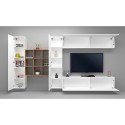 Schwebende TV-Wandmöbel, weiß, mit Bücherregal und 2 Schränken, Modell Ferd WH Rabatte