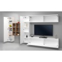 Schwebende TV-Wandmöbel, weiß, mit Bücherregal und 2 Schränken, Modell Ferd WH Katalog