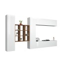 Schwebende TV-Wandmöbel, weiß, mit Bücherregal und 2 Schränken, Modell Ferd WH Angebot