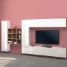 Schwebende TV-Wandmöbel, weiß, mit Bücherregal und 2 Schränken, Modell Ferd WH Aktion