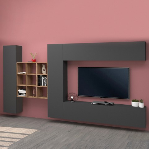 Modernes Design wandmontierte TV Schrankwand 2 Schränke Bücherregal Ferd RT Aktion