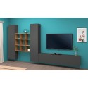 Moderne schwebende Wohnwand, TV-Möbel mit Bücherregal und 2 Schränken Talka RT Katalog