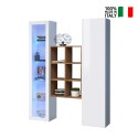 Weiße Wohnwand mit Vitrine, Bücherregal und Schrank Teret WH Verkauf