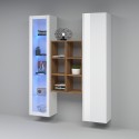 Weiße Wohnwand mit Vitrine, Bücherregal und Schrank Teret WH Sales