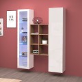 Weiße Wohnwand mit Vitrine, Bücherregal und Schrank Teret WH Aktion