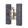 Graue schwebende Wohnzimmerwand aus Holz mit Bücherregal und 2 Vitrinen Kesia RT Angebot