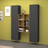 Moderne Wohnwand Bücherregal aus Holz mit 2 Schränken für Wohnzimmer Gemy RT Aktion