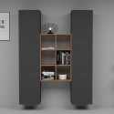 Moderne Wohnwand Bücherregal aus Holz mit 2 Schränken für Wohnzimmer Gemy RT Sales