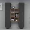 Moderne Wohnwand Bücherregal aus Holz mit 2 Schränken für Wohnzimmer Gemy RT Sales